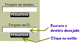 Escreva o domínio desejado e clique no
botão Pesquisar